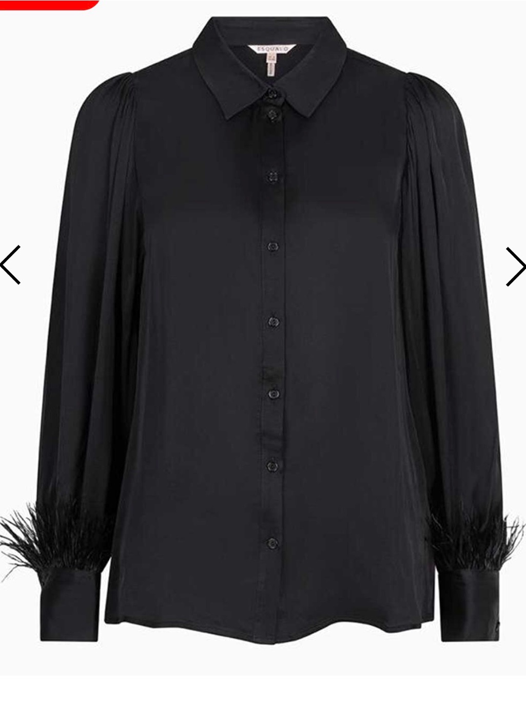 Esqualo Black Feather-Cuff Button Down Shirt